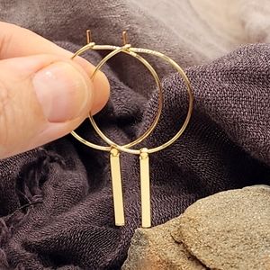 Lightwegt Hoop 14K Gold plated Thin Dainty Hoops Ear Ring Gold Bar Earrings